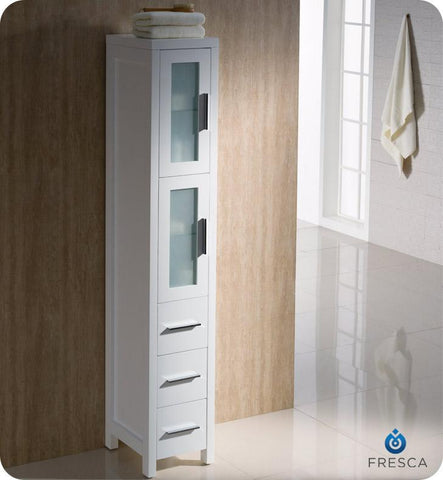 Image of Fresca Torino White Tall Bathroom Linen Side Cabinet FST6260WH