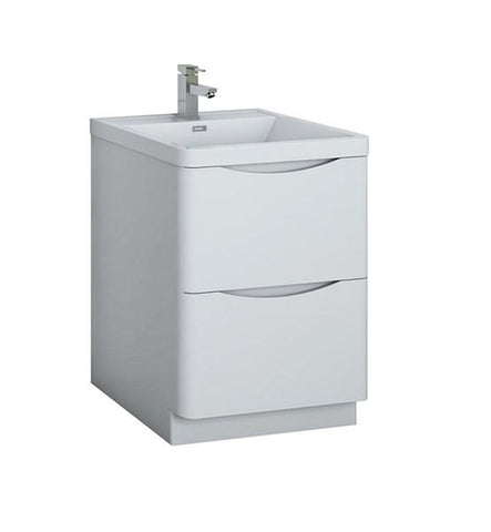 Image of Fresca Tuscany 24" Glossy White Free Standing Modern Bathroom Cabinet w/ Integrated Sink | FCB9124WH-I