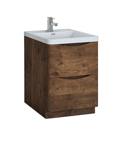 Image of Fresca Tuscany 24" Rosewood Free Standing Modern Bathroom Cabinet w/ Integrated Sink | FCB9124RW-I