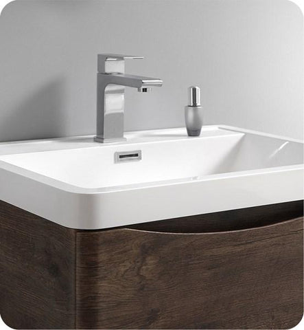 Image of Fresca Tuscany 24" Rosewood Free Standing Modern Bathroom Cabinet w/ Integrated Sink | FCB9124RW-I