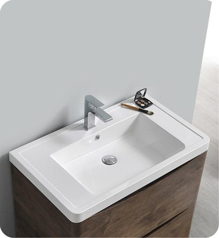Image of Fresca Tuscany 32" Rosewood Free Standing Modern Bathroom Cabinet w/ Integrated Sink | FCB9132RW-I FCB9132RW-I