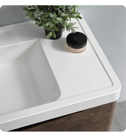 Image of Fresca Tuscany 32" Rosewood Wall Hung Modern Bathroom Cabinet w/ Integrated Sink | FCB9032RW-I