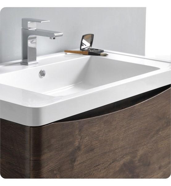Fresca Tuscany 32" Rosewood Wall Hung Modern Bathroom Cabinet w/ Integrated Sink | FCB9032RW-I