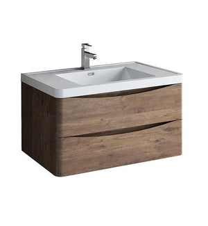 Fresca Tuscany 36" Rosewood Wall Hung Modern Bathroom Cabinet w/ Integrated Sink | FCB9036RW-I