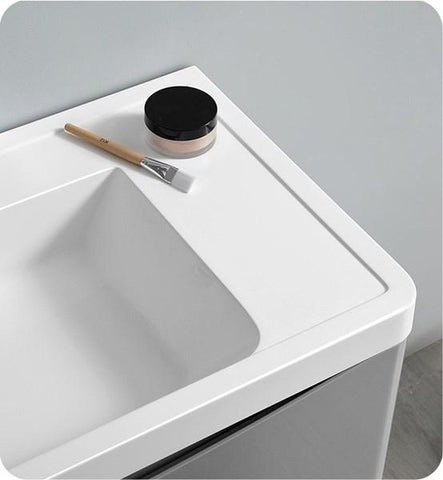 Fresca Tuscany 40" Glossy Gray Free Standing Modern Bathroom Cabinet w/ Integrated Sink | FCB9140GRG-I FCB9140GRG-I