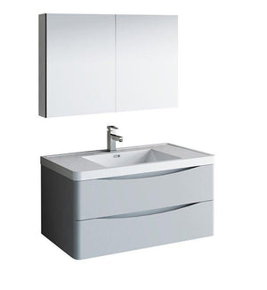 Fresca Tuscany 40" Gray Bath Bowl Vessel Drain Vanity Set w/ Cabinet & Faucet FVN9040GRG-FFT1030BN