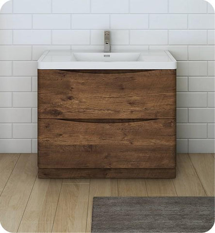 Image of Fresca Tuscany 40" Rosewood Free Standing Modern Bathroom Cabinet w/ Integrated Sink | FCB9140RW-I FCB9140RW-I
