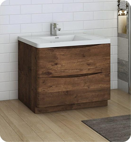 Image of Fresca Tuscany 40" Rosewood Free Standing Modern Bathroom Cabinet w/ Integrated Sink | FCB9140RW-I FCB9140RW-I