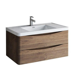 Fresca Tuscany 40" Rosewood Wall Hung Modern Bathroom Cabinet w/ Integrated Sink | FCB9040RW-I