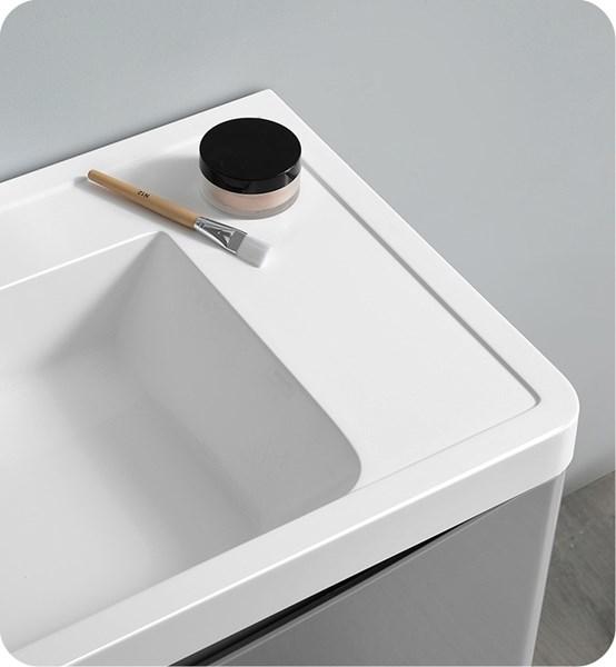 Fresca Tuscany 48" Glossy Gray Free Standing Modern Bathroom Cabinet w/ Integrated Double Sink | FCB9148GRG-D-I FCB9148GRG-D-I