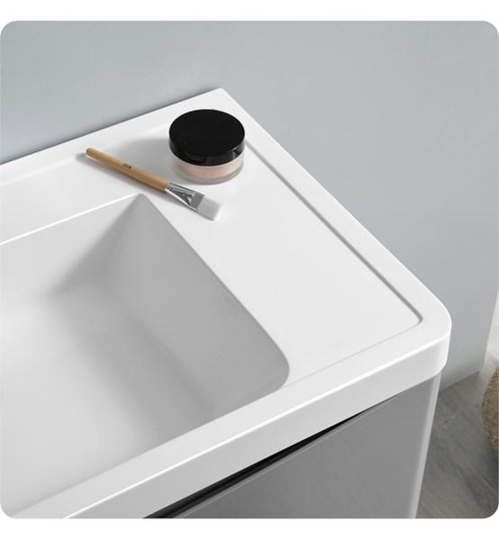 Fresca Tuscany 48" Glossy Gray Wall Hung Modern Bathroom Cabinet w/ Integrated Double Sink | FCB9048GRG-D-I