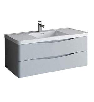 Fresca Tuscany 48" Glossy Gray Wall Hung Modern Bathroom Cabinet w/ Integrated Sink | FCB9048GRG-I