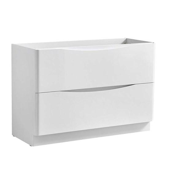 Fresca Tuscany 48" Glossy White Free Standing Double Sink Modern Bathroom Cabinet | FCB9148WH-D