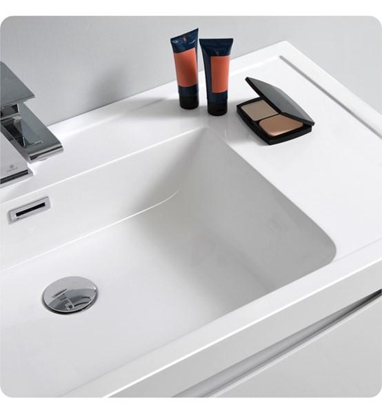 Fresca Tuscany 48" Glossy White Wall Hung Modern Bathroom Cabinet w/ Integrated Sink | FCB9048WH-I