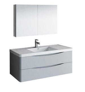 Fresca Tuscany 48" Gray Bath Bowl Vessel Drain Vanity Set w/ Cabinet & Faucet FVN9048GRG-FFT1030BN