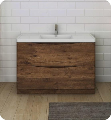 Image of Fresca Tuscany 48" Rosewood Free Standing Modern Bathroom Cabinet w/ Integrated Sink | FCB9148RW-I