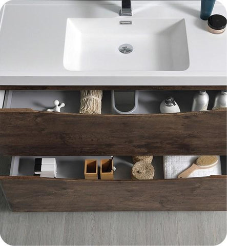 Image of Fresca Tuscany 48" Rosewood Free Standing Modern Bathroom Cabinet w/ Integrated Sink | FCB9148RW-I