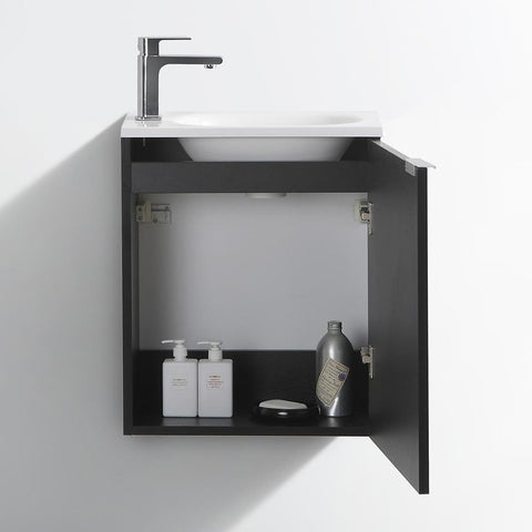 Image of Fresca Valencia 20" Black Wall Hung Modern Bathroom Vanity