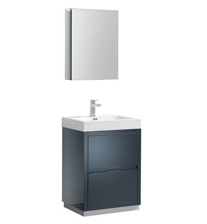 Fresca Valencia 24" Dark Slate Gray Free Standing Modern Bathroom Vanity w/ Medicine Cabinet | FVN8424GG