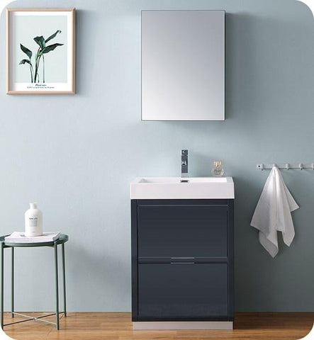 Image of Fresca Valencia 24" Dark Slate Gray Free Standing Modern Bathroom Vanity w/ Medicine Cabinet | FVN8424GG