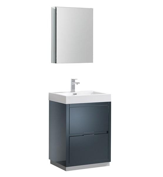 Fresca Valencia 24" Dark Slate Gray Free Standing Modern Bathroom Vanity w/ Medicine Cabinet | FVN8424GG