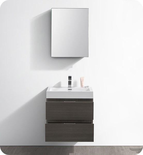 Fresca Valencia 24" Gray Oak Wall Hung Modern Bathroom Vanity w/ Medicine Cabinet | FVN8324GO