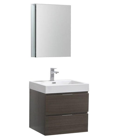 Image of Fresca Valencia 24" Gray Oak Wall Hung Modern Bathroom Vanity w/ Medicine Cabinet | FVN8324GO FVN8324GO