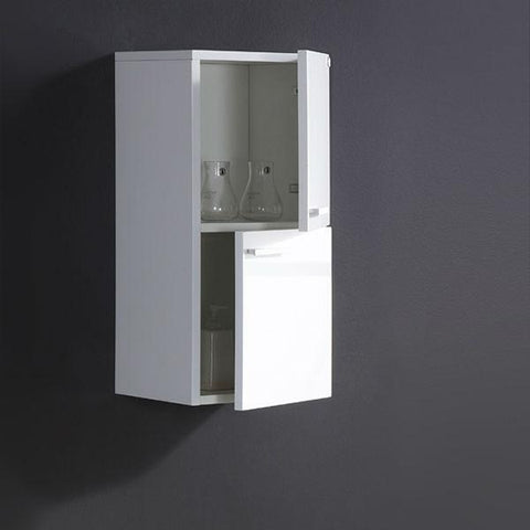 Image of Fresca Valencia 30" White Wall Hung Modern Bathroom Vanity with Cabinet FVN8330 FVN8330WH-FFT1030BN