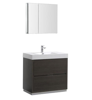 Fresca Valencia 36" Gray Oak Free Standing Modern Bathroom Vanity w/ Medicine Cabinet | FVN8436GO