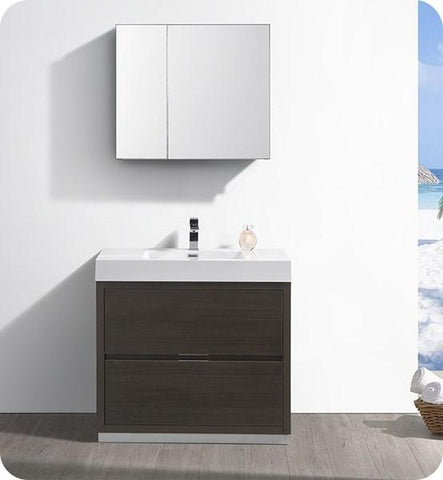 Image of Fresca Valencia 36" Gray Oak Free Standing Modern Bathroom Vanity w/ Medicine Cabinet | FVN8436GO