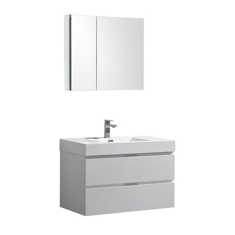 Image of Fresca Valencia 36" Wall Hung Modern Vanity FVN8336WH-FFT1030BN