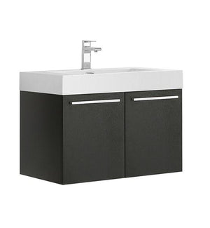 Fresca Vista 30" Black Wall Hung Modern Bathroom Cabinet w/ Integrated Sink | FCB8089BW-I