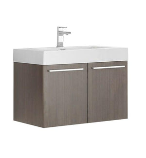 Fresca Vista 30" Gray Oak Wall Hung Modern Bathroom Cabinet w/ Integrated Sink | FCB8089GO-I