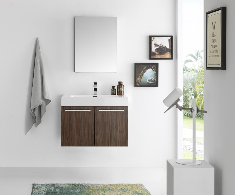 Fresca Vista 30" Wall Hung Bathroom Vanity FVN8089BW-FFT1030BN
