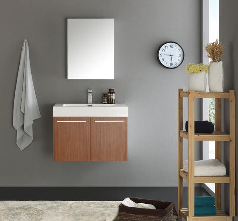 Image of Fresca Vista 30" Wall Hung Bathroom Vanity FVN8089BW-FFT1030BN