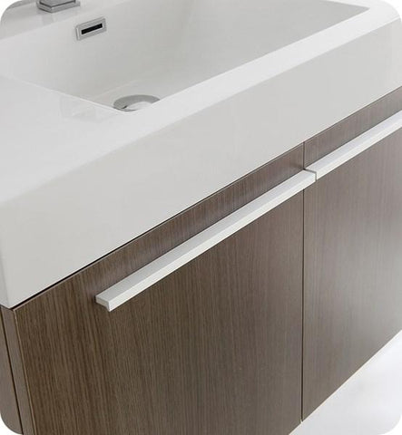 Image of Fresca Vista 36" Gray Oak Modern Bathroom Cabinet w/ Integrated Sink | FCB8090GO-I