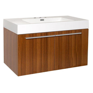 Fresca Vista 36" Teak Modern Bathroom Cabinet w/ Integrated Sink FCB8090TK-I