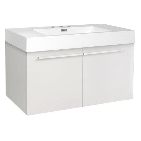 Image of Fresca Vista 36" White Modern Bathroom Base Cabinet w/ Integrated Sink FCB8090WH-I