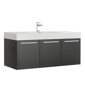 Fresca Vista 48" Black Wall Hung Modern Bathroom Cabinet w/ Integrated Sink | FCB8092BW-I
