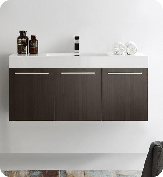 Fresca Vista 48" Gray Oak Wall Hung Modern Bathroom Cabinet w/ Integrated Sink | FCB8092GO-I FCB8092GO-I
