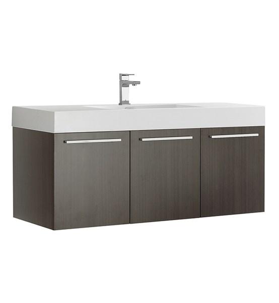 Fresca Vista 48" Gray Oak Wall Hung Modern Bathroom Cabinet w/ Integrated Sink | FCB8092GO-I FCB8092GO-I