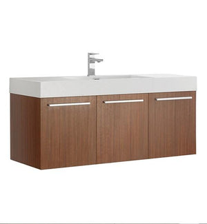 Fresca Vista 48" Teak Wall Hung Modern Bathroom Cabinet w/ Integrated Sink | FCB8092TK-I FCB8092TK-I