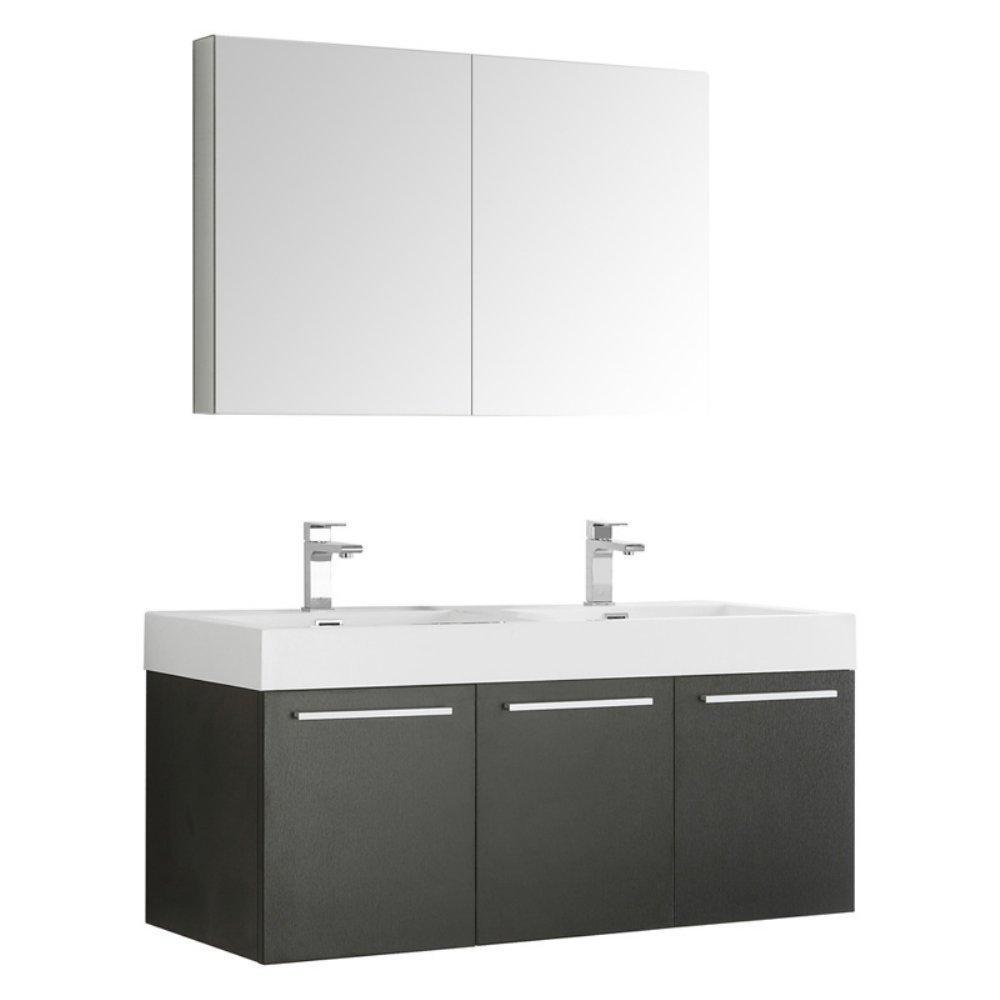 Fresca Vista 48" Wall Hung Double Sink Vanity FVN8092BW-D-FFT1030BN