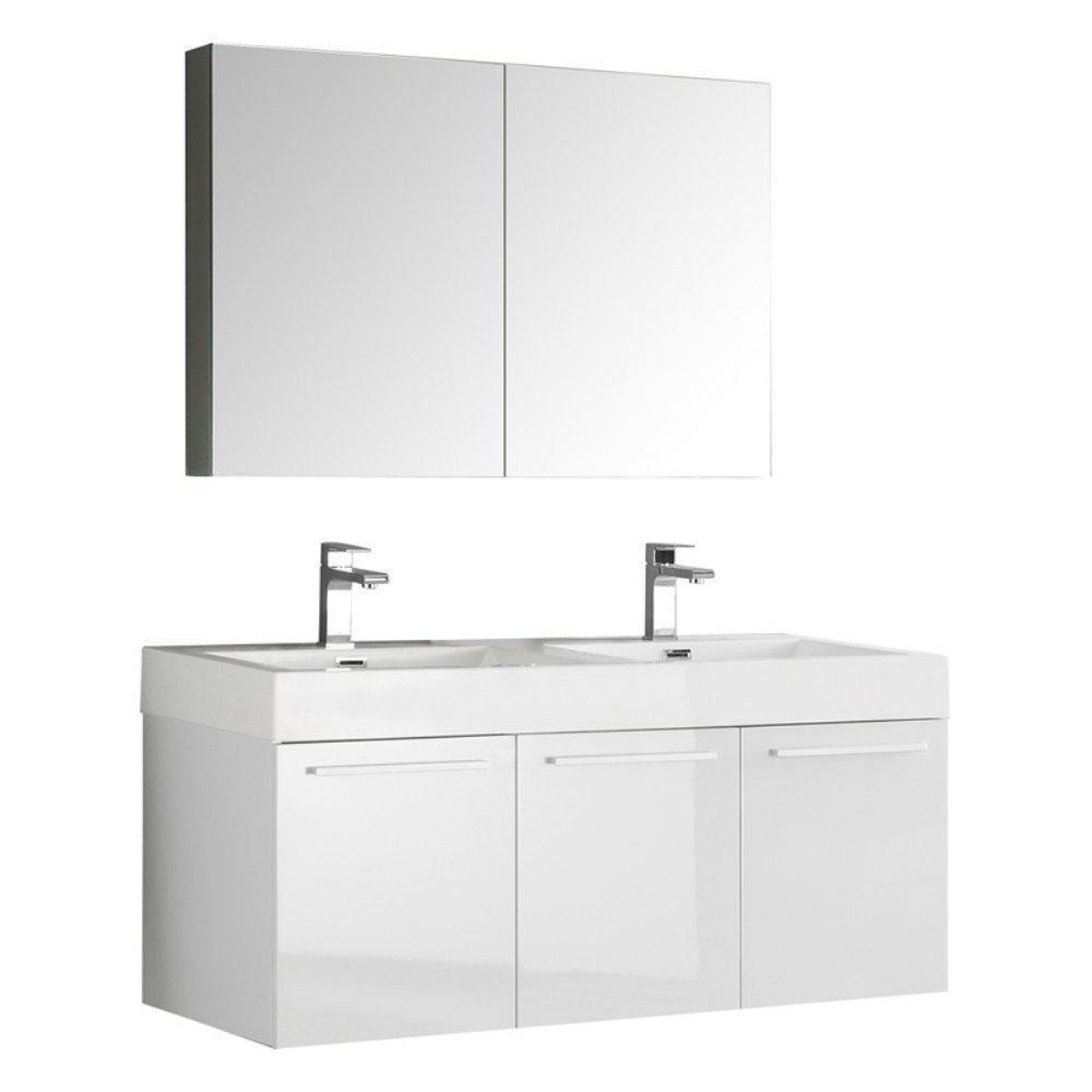 Fresca Vista 48" Wall Hung Double Sink Vanity FVN8092WH-D-FFT1030BN