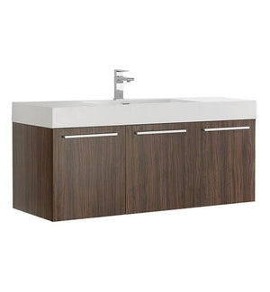 Fresca Vista 48" Walnut Wall Hung Modern Bathroom Cabinet w/ Integrated Sink | FCB8092GW-I