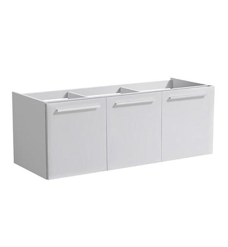 Image of Fresca Vista 48" White Wall Hung Double Sink Modern Bathroom Cabinet | FCB8092WH-D