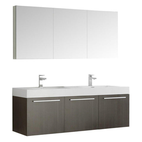 Image of Fresca Vista 60" Wall Hung Double Sink Vanity FVN8093GO-D-FFT1030BN