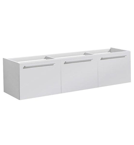 Image of Fresca Vista 60" White Wall Hung Double Sink Modern Bathroom Cabinet | FCB8093WH-D