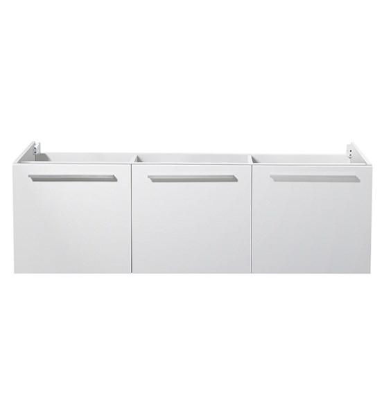 Fresca Vista 60" White Wall Hung Double Sink Modern Bathroom Cabinet | FCB8093WH-D
