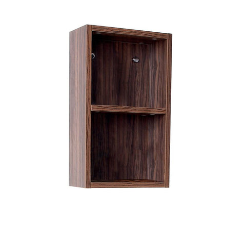 Image of Fresca Walnut Bathroom Linen Side Cabinet w/ 2 Open Storage Areas FST8092GW